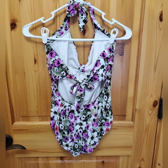 SEAFOLLY X ANTHROPOLOGIE ONE PIECE BATHING SUIT SWIMWEAR PURPLE FLORAL WOMEN 10 - Picture 5 of 15